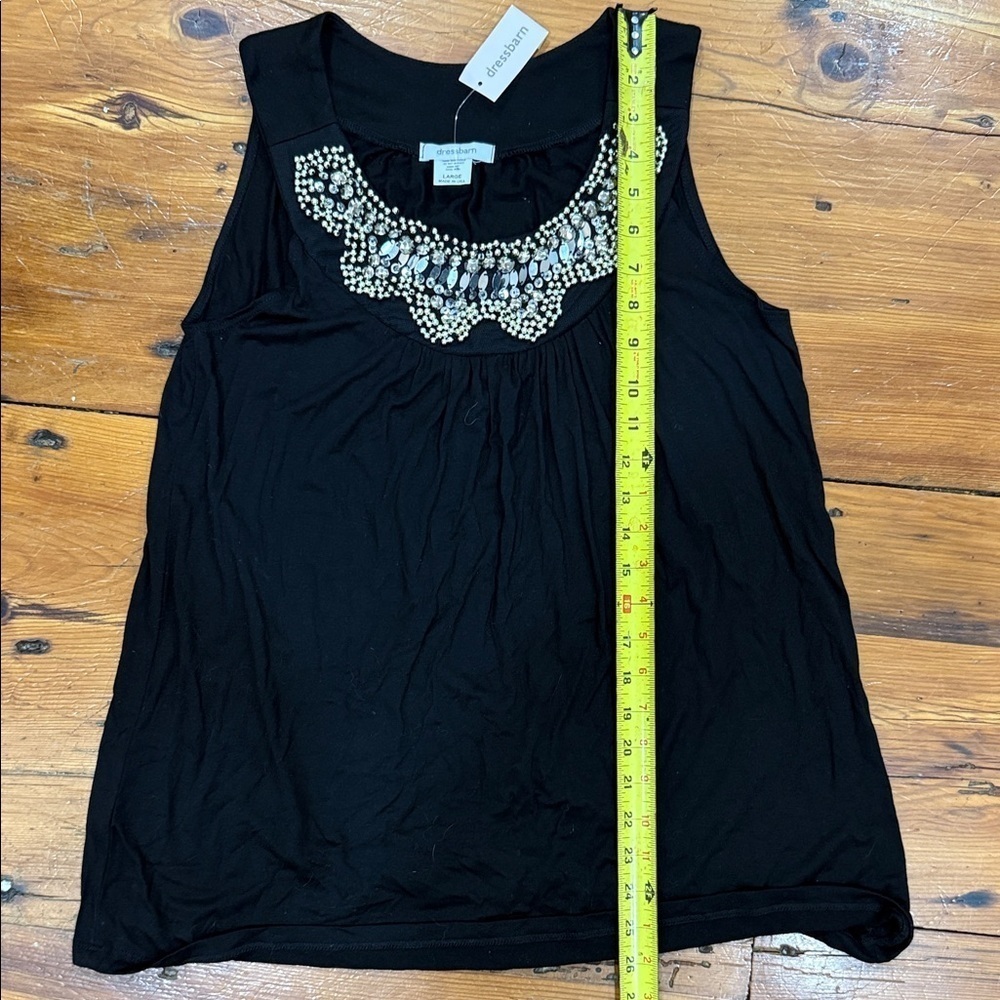Dress Barn Black sleeveless Tank with Beaded Detail NWT size large Y2K - Picture 7 of 8